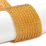 Transparent Glass Beads Strands, Faceted Round, Goldenrod, 2x2mm, Hole: 0.6mm, about 184pcs/strand, 14.49''(36.8cm)(GLAA-H021-03-05)