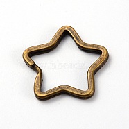 Iron Split Key Rings, Keychain Clasp Findings, Star, Antique Bronze, 34x34x3.5mm, Inner Diameter: 28mm(IFIN-WH0058-17B)