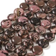 Natural Rhodonite Beads Strands, Flat Round, 14.6~15.5x6~6.5mm, Hole: 0.8mm, about 27pcs/strand, 15.59''~15.87''(39.6~40.3cm)(G-M403-C15)