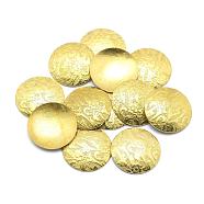 Brass Cabochons, Lead Free & Cadmium Free & Nickel Free, Flat Round with Flower, Raw(Unplated), 20x2.5mm(KK-A143-43C-RS)
