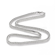 201 Stainless Steel Cuban Link Chain Necklaces, with Lobster Claw Clasps, Stainless Steel Color, 23.62 inch(60cm)(NJEW-I238-10P)