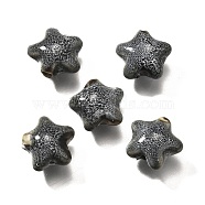 Handmade Porcelain Beads, Star, Gray, 13.5x15x7.5mm, Hole: 2mm(PORC-H013-05-04)