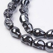 Non-magnetic Synthetic Hematite Beads Strands, Skull, 8x6.5x6mm, Hole: 1mm, about 50pcs/strand, 15.55 inch(G-F396-14)