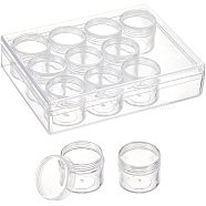 Plastic Bead Containers, Beads Storage Organizer Boxes, with 12Pcs Column Jars, for Craft, Art, Beads, Rectangle, Clear, 3.8x3.4cm, Inner Diameter: 3.25cm, 12pcs/set(CON-WH0085-48B)