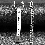 Non-Tarnish 304 Stainless Steel Ball Chain Rectangle Pendant Necklaces, Stainless Steel Color, 23.62 inch(60cm)(NJEW-K273-05P)