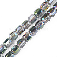 Electroplate Transparent Glass Beads Strands, Faceted, Column, Dark Slate Blue, 8x8mm, Hole: 1.2mm, about 79~80pcs/strand, 25.59 inch~27.17 inch(65~69cm)(EGLA-N002-32-C10)