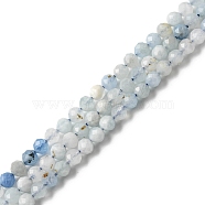 Natural Aquamarine Beads Strands, Faceted, Round, 4mm, Hole: 0.2mm, about 97~99pcs/strand, 15.04''~15.31''(38.2~38.9cm)(G-E411-19E-4mm)