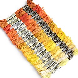 19 Skeins 19 Colors 6-Ply Cotton Embroidery Floss, Cross Stitch Threads, Autumn Orange Gradient Color Series, Mixed Color, 1mm, about 8.75 Yards(8m)/Skein(PW-WG22229-06)