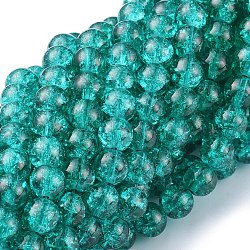 Crackle Glass Beads Strands, Round, Medium Sea Green, 8mm, Hole: 1.3~1.6mm, 31.4 inch(X-CCG-Q001-8mm-15)