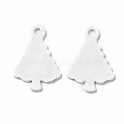 Spray Painted 201 Stainless Steel Charms, Christams Tree Charms, White, 14x9.5x1mm, Hole: 1.2mm(STAS-G304-28F)