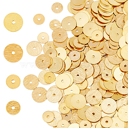 400Pcs 4 Styles Brass Spacer Beads, Long-Lasting Plated, Disc, Golden, 6~8x0.5mm, Hole: 0.9~1.2mm, 100pcs/style(KK-HY0001-10)