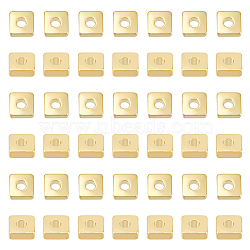 100Pcs Brass Spacer Beads, Square, Golden, 4x4x1.5mm, Hole: 1.5mm(KK-HY0003-62)