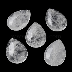 Natural Quartz Crystal Pendants, Rock Crystal Pendants, Teardrop Charms, 35.5x25x8.5mm, Hole: 1mm(G-M416-08B-04)