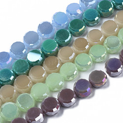 Electroplate Glass Beads Strands, AB Color Plated, Faceted, Flat Round, Mixed Color, 9.5x6mm, Hole: 1.4mm, about 80~83pcs/strand, 28.74~29.53 inch(73~75cm)(EGLA-S194-13A)