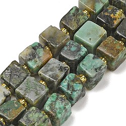 Natural African Turquoise(Jasper) Beads Strands, Cube, with Seed Beads, 6~7.5x6~7.5x6~7.5mm, Hole: 1~1.2mm, about 42~44pcs/strand, 14.96~15.55''(38~39.5cm)(G-G053-B19-03)