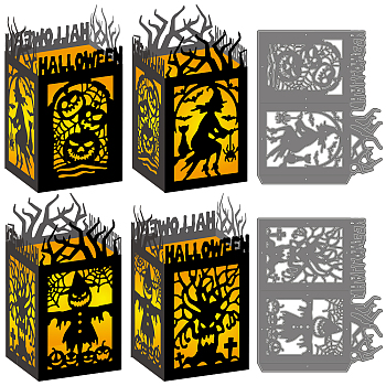 Halloween Lantern Carbon Steel Cutting Dies Stencils, for DIY Scrapbooking, Photo Album, Decorative Embossing Paper Card, Stainless Steel Color, Branch, 122x150x0.8mm, 2pcs/set