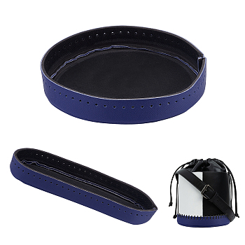 Elite 2Pcs 2 Style Imitation Leather Bag Bottom, Oval and Flat Round, Midnight Blue, 17~23x6.5~17x2.7~3cm, 1pc/style