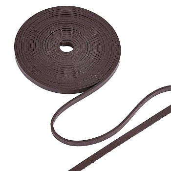 Flat Cowhide Leather Cord, for Jewelry Making, Coconut Brown, 8x3mm