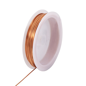 Copper Wire, Round, for Jewelry Making, Raw(Unplated), 20 Gauge, 0.8mm, about 26.25 Feet(8m)/Roll