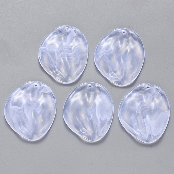 Acrylic Pendants, Imitation Gemstone Style, Petaline, WhiteSmoke, 41.5x33.5x5mm, Hole: 1.8mm, about 145pcs/500g