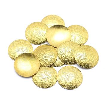 Brass Cabochons, Lead Free & Cadmium Free & Nickel Free, Flat Round with Flower, Raw(Unplated), 20x2.5mm