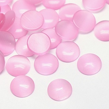 Cat Eye Cabochons, Half Round, Pearl Pink, 6x2mm