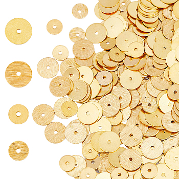 400Pcs 4 Styles Brass Spacer Beads, Long-Lasting Plated, Disc, Golden, 6~8x0.5mm, Hole: 0.9~1.2mm, 100pcs/style