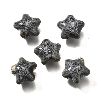 Handmade Porcelain Beads, Star, Gray, 13.5x15x7.5mm, Hole: 2mm