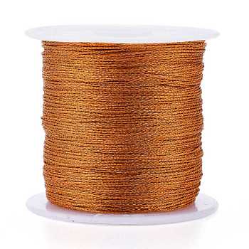 Polyester Braided Metallic Thread, for DIY Braided Bracelets Making and Embroidery, Chocolate, 0.4mm, 6-Ply, about 54.68 yards(50m)/roll