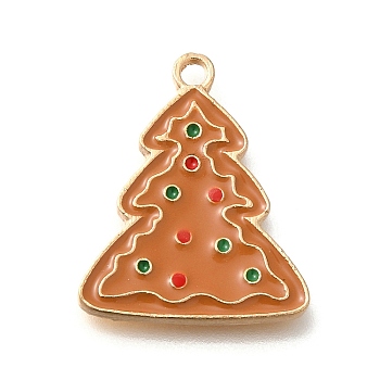 Christmas Theme Alloy Enamel Pendants, Light Gold, Christmas Tree, 22.5x18.5x2mm, Hole: 1.6mm