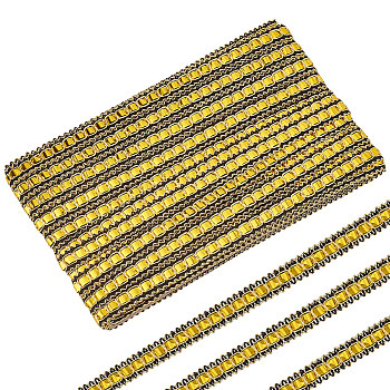 Polyester Ribbons, with Glass Sead Beads, Yellow, 1/2 inch(12mm)