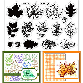 Custom PVC Plastic Clear Stamps, for DIY Scrapbooking, Photo Album Decorative, Cards Making, Leaf Pattern, 160x110x3mm