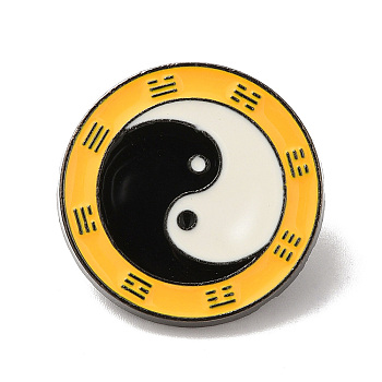 Eight-Diagram Tactics with Yin Yang Enamel Pin, Alloy Badge for Backpack Clothes, Gunmetal, 27x2mm