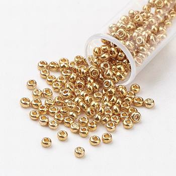 11/0 Grade A Round Glass Seed Beads, Dyed, Goldenrod, 2.3x1.5mm, Hole: 1mm, about 48500pcs/pound