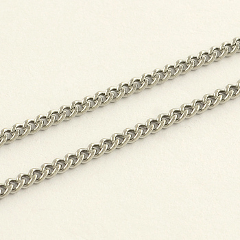 Tarnish Resistant 304 Stainless Steel Curb Chains, with Spool, Unwelded, Faceted, Stainless Steel Color, 2.7x2x0.5mm, about 32.8 Feet(10m)/roll