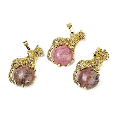 Golden Leopard Rhodonite Pendants