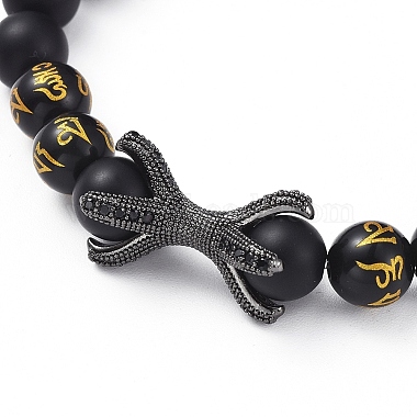 Natural Black Agate(Dyed) Beads Stretch Bracelets(BJEW-JB04801-01)-2