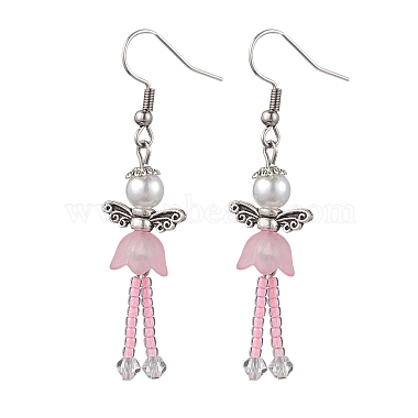 Pink Angel & Fairy Seed Beads Earrings