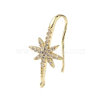 Brass Micro Pave Clear Cubic Zirconia Hoop Earring Findings, Star, Golden, 24x13x10mm, Hole: 1mm, Pin: 0.8mm(KK-H521-01G)