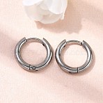 316F Stainless Steel Hoop Earrings, Ring, Stainless Steel Color, 14x15x2.5mm(EJEW-D341-01G-P)