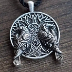 Tibetan Style Alloy Pendants, Flat Round with Crow Charms, Antique Silver, 45mm(PW-WGDBEB7-01)