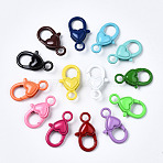 Spray Painted Eco-Friendly Alloy Lobster Claw Clasps, Cadmium Free & Nickel Free & Lead Free, Heart, Mixed Color, 27x15x6.5mm, Hole: 4mm(PALLOY-T080-04-NR)