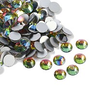 Glass Flat Back Rhinestone, Grade A, Back Plated, Faceted, AB Color, Half Round, Crystal Vitrail Medium, 6.3~6.5mm(RGLA-C002-SS30-001VM)