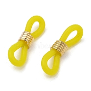 Eyeglass Holders, Glasses Rubber Loop Ends, with Brass Findings, Golden, Yellow, 20x7mm(X-KK-A147-08G)