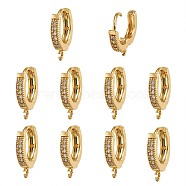 Eco-Friendly Brass Earring Hoops Findings, with Cubic Zirconia, Clear, Golden, 15x2.5x13.5mm, Hole: 1.5mm, Pin: 0.9mm(KK-TA0007-40)