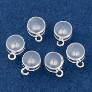 Silicone Ear Nuts, Earring Backs, with Brass Findings and Loops, Silver, 10x7x5mm, Hole: 0.5mm and 1.5mm(SIL-L004-02S)