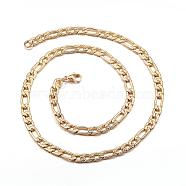 304 Stainless Steel Necklaces, Figaro Chains, with Lobster Clasp, Golden, 19.6 inch(50cm), 6mm(NJEW-G283-04G)