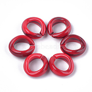 Acrylic Linking Rings, Quick Link Connectors, For Jewelry Chains Making, Imitation Gemstone Style, Ring, Red, 19.5x18x8mm, Hole: 11.5x10.5mm, about 420pcs/500g(OACR-S021-24G)