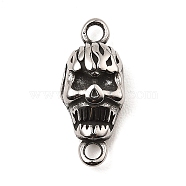 Tibetan Style 304 Stainless Steel Links Connector Charms, Halloween Skull Links, Antique Silver, 19x8x5.5mm, Hole: 2mm(STAS-K264-04AS)