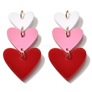 Acrylic Big Pendants, Heart Charms, with Light Golden Loop, Hot Pink, 55.5x28.5x2.5mm, Hole: 5mm(FIND-B045-18B)